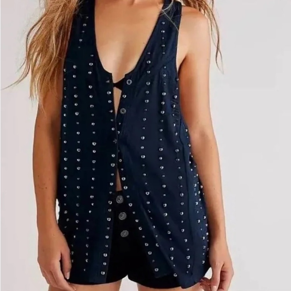 We The Free Black Studded Tank Top size large